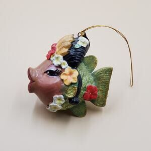 Katherines Collection Kissing Fish Ornament Glittered Carmen Miranda Christmas